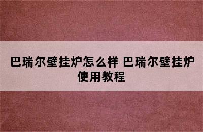 巴瑞尔壁挂炉怎么样 巴瑞尔壁挂炉使用教程